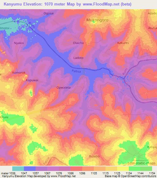 Kanyumu,Uganda Elevation Map
