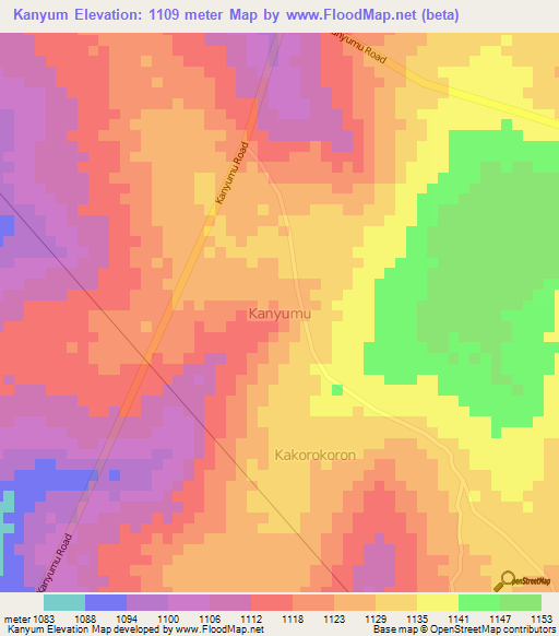 Kanyum,Uganda Elevation Map