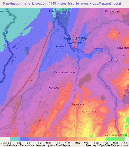 Kanyinabulimano,Uganda Elevation Map