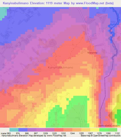 Kanyinabulimano,Uganda Elevation Map