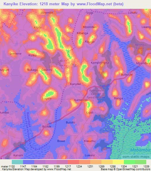 Kanyike,Uganda Elevation Map