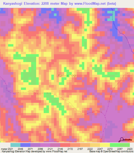 Kanyashogi,Uganda Elevation Map