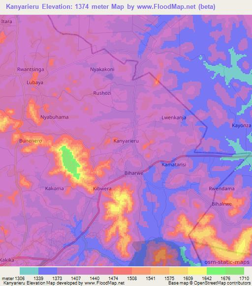 Kanyarieru,Uganda Elevation Map
