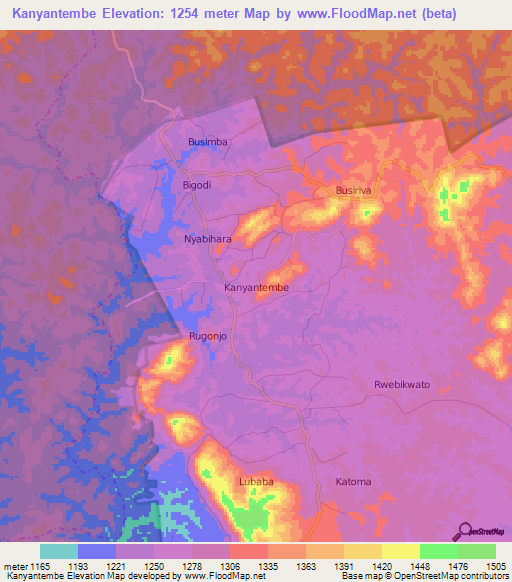 Kanyantembe,Uganda Elevation Map