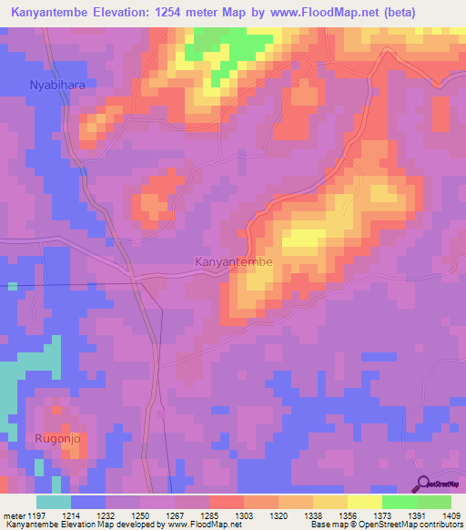 Kanyantembe,Uganda Elevation Map