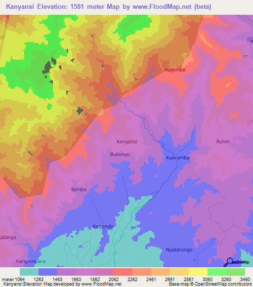 Kanyansi,Uganda Elevation Map