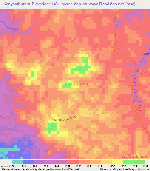 Kanyamburara,Uganda Elevation Map