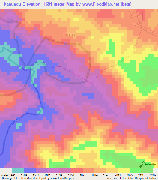 Kanungu,Uganda Elevation Map