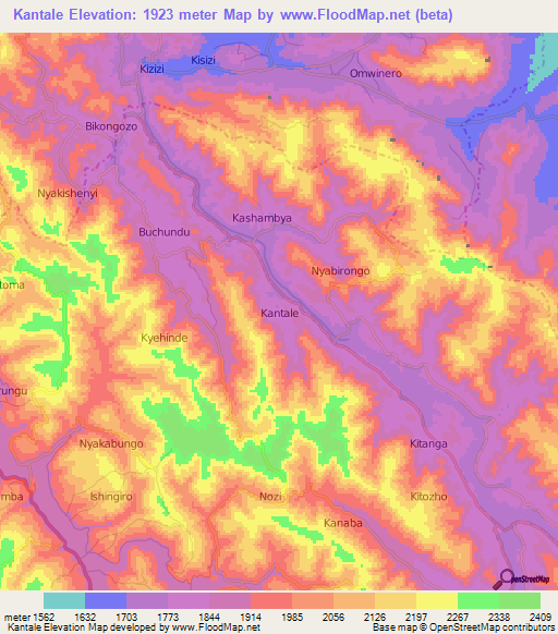 Kantale,Uganda Elevation Map