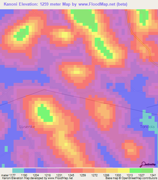 Kanoni,Uganda Elevation Map