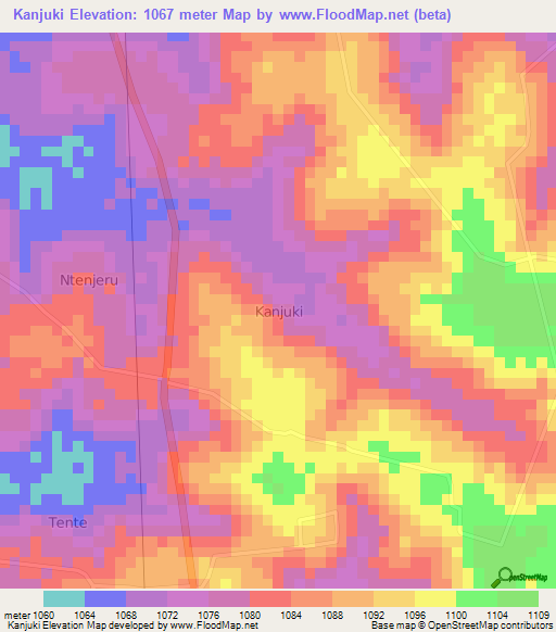 Kanjuki,Uganda Elevation Map