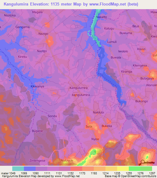 Kangulumira,Uganda Elevation Map