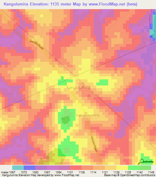 Kangulumira,Uganda Elevation Map