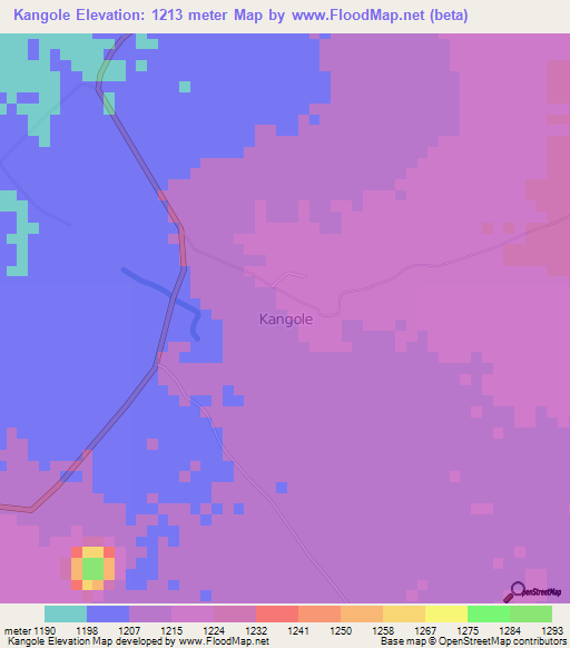 Kangole,Uganda Elevation Map