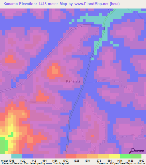Kanama,Uganda Elevation Map