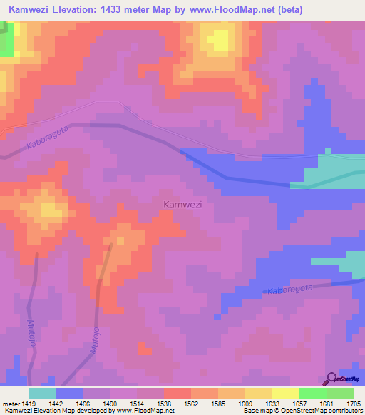 Kamwezi,Uganda Elevation Map