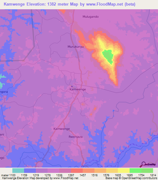 Kamwenge,Uganda Elevation Map