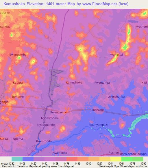 Kamushoko,Uganda Elevation Map