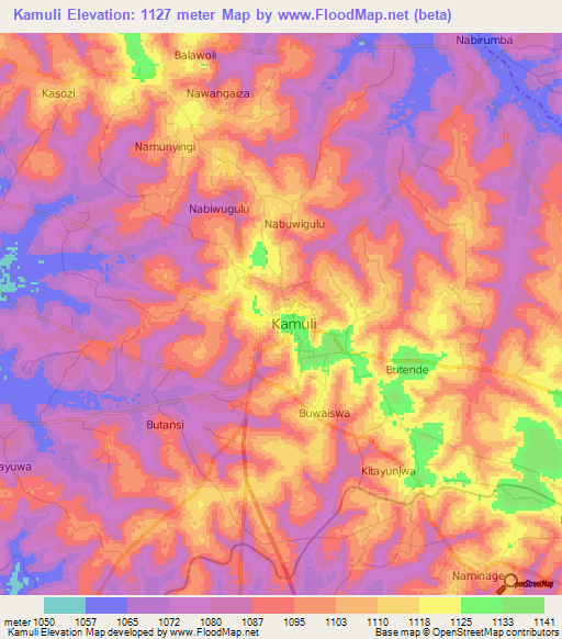 Kamuli,Uganda Elevation Map