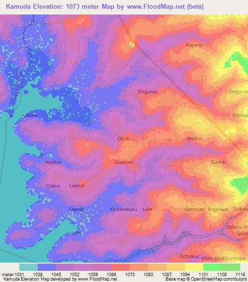 Kamuda,Uganda Elevation Map