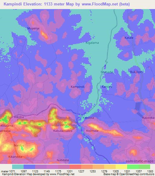 Kampindi,Uganda Elevation Map