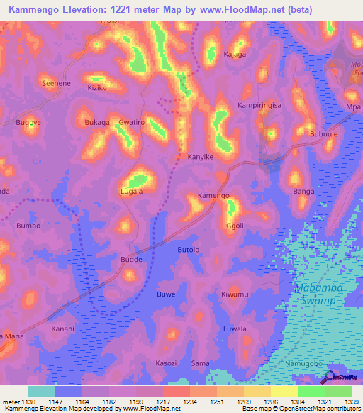 Kammengo,Uganda Elevation Map