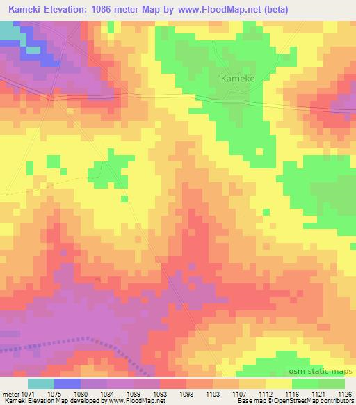 Kameki,Uganda Elevation Map
