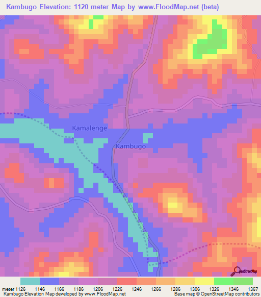 Kambugo,Uganda Elevation Map