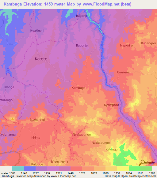 Kambuga,Uganda Elevation Map