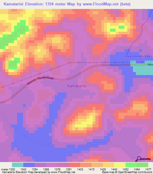 Kamatarisi,Uganda Elevation Map