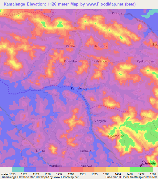Kamalenge,Uganda Elevation Map