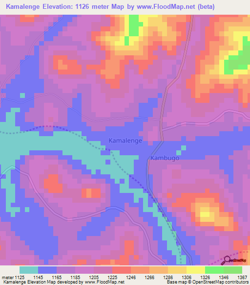 Kamalenge,Uganda Elevation Map