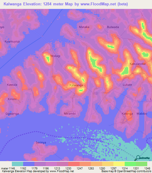 Kalwanga,Uganda Elevation Map