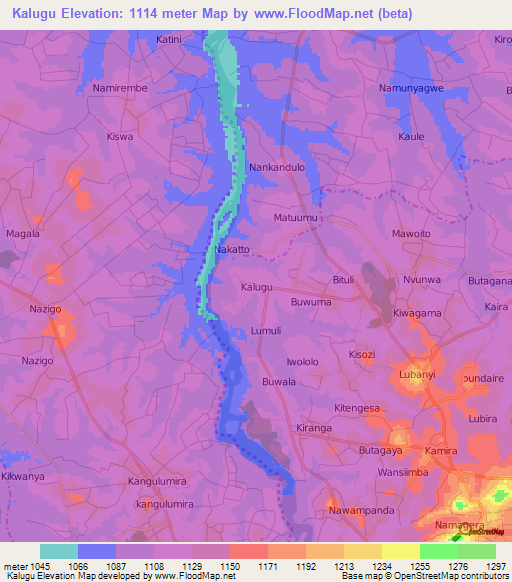 Kalugu,Uganda Elevation Map