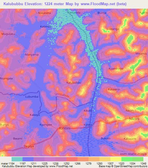 Kalububbu,Uganda Elevation Map