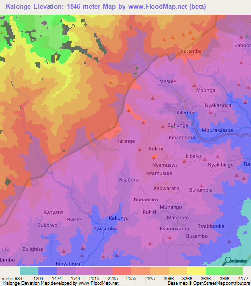 Kalonge,Uganda Elevation Map