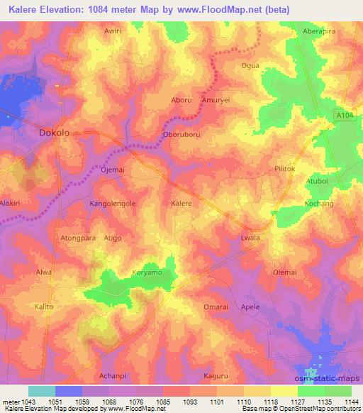 Kalere,Uganda Elevation Map