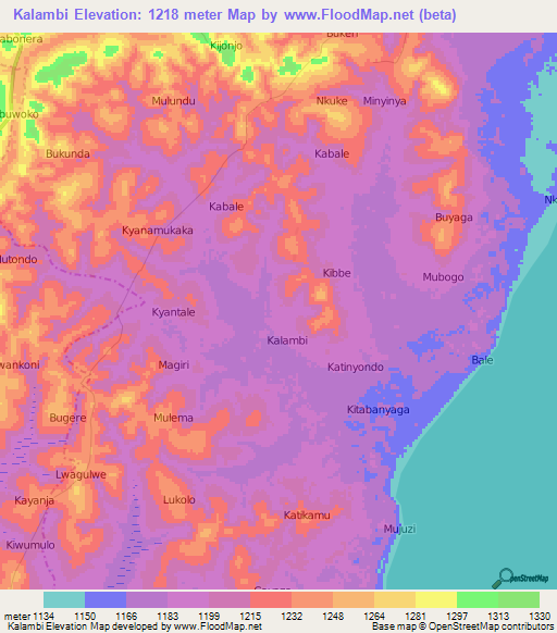 Kalambi,Uganda Elevation Map