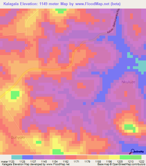 Kalagala,Uganda Elevation Map