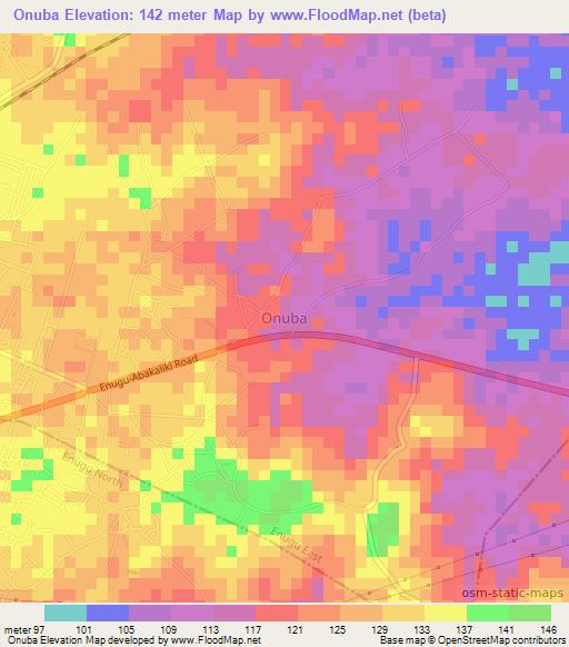 Onuba,Nigeria Elevation Map