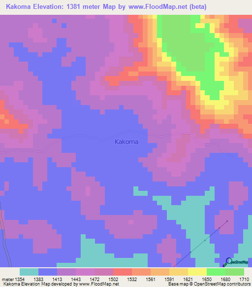 Kakoma,Uganda Elevation Map