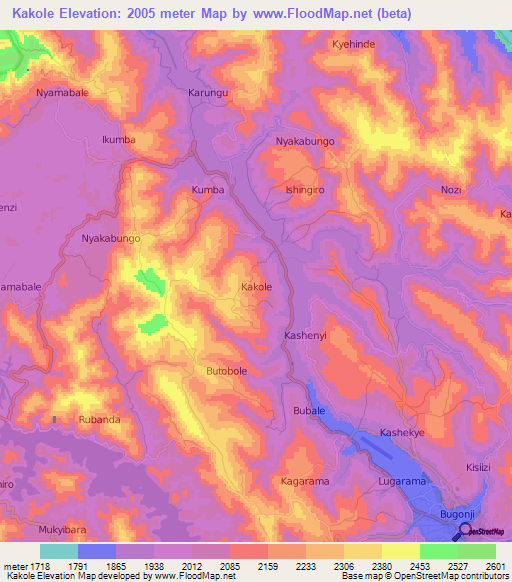 Kakole,Uganda Elevation Map