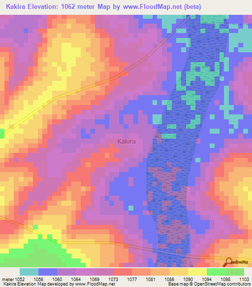 Kakira,Uganda Elevation Map