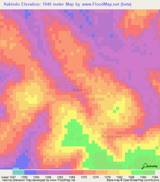 Kakindu,Uganda Elevation Map