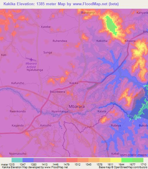 Kakika,Uganda Elevation Map