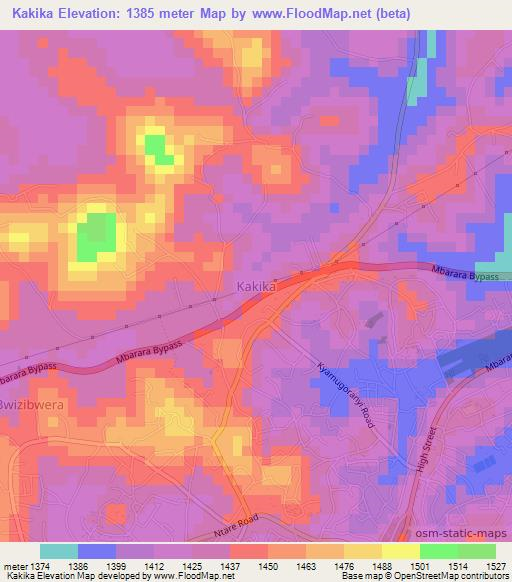 Kakika,Uganda Elevation Map