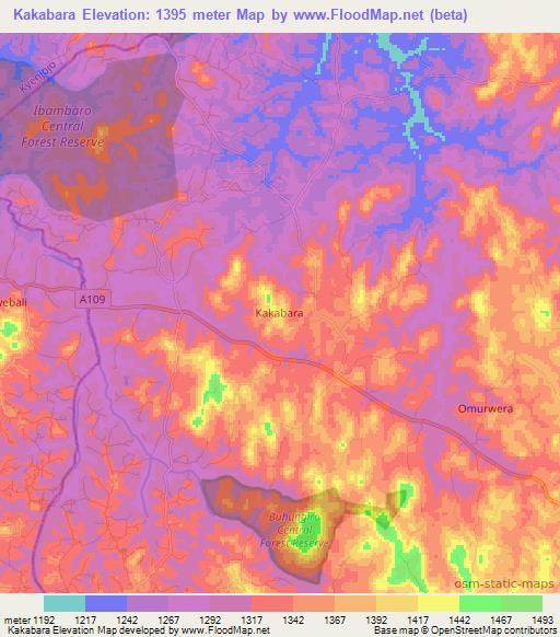 Kakabara,Uganda Elevation Map
