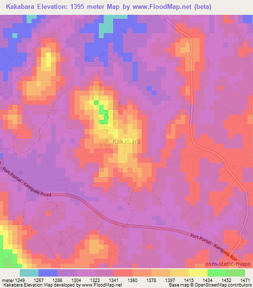 Kakabara,Uganda Elevation Map