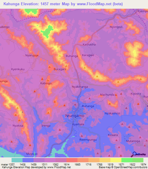 Kahunga,Uganda Elevation Map