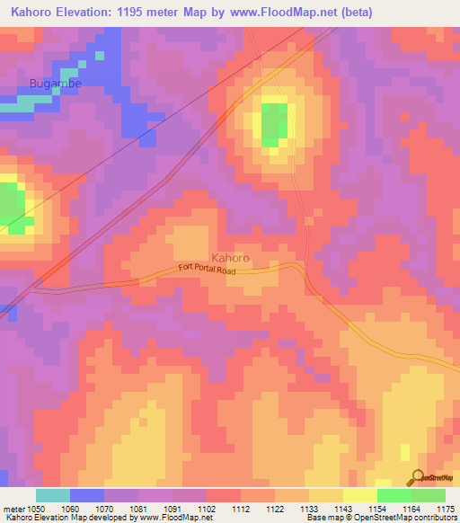 Kahoro,Uganda Elevation Map